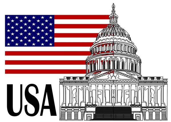 Huvudstaden Usa Och Nationell Flagga — Stockfoto