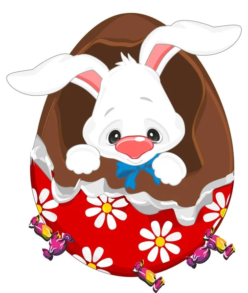 Króliczek Wielkanocny Czekoladzie Jajko Słodycze — Zdjęcie stockowe