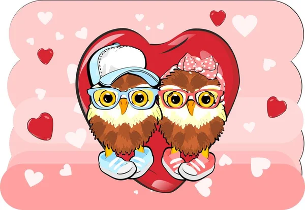 Happy Valentines day with cute owls