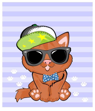 Serin kahverengi kediler ve güneş gözlükleri