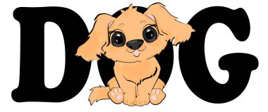 Şirin küçük köpek ve kelime köpeği.