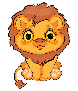 Beyaz arka planda küçük yavru aslan