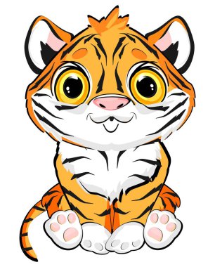 Beyaz arka planda küçük kaplan