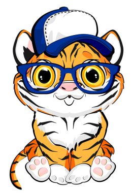 Mavi gözlüklü ve şapkalı.