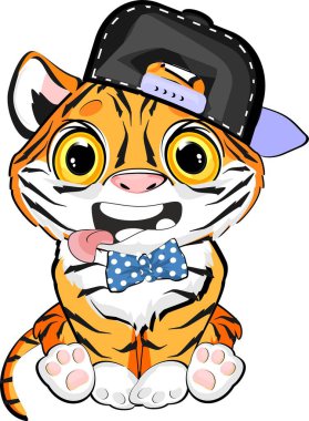 Çılgın kaplan çocuk, dilini göster.