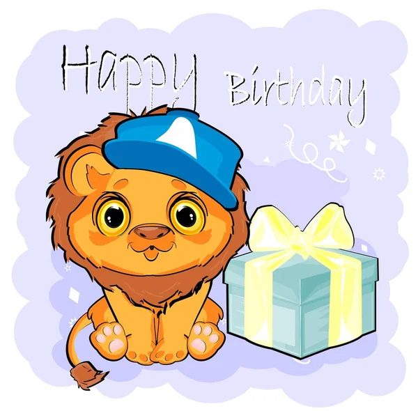 Lion Birthday Gift Sit — Stock Photo, Image