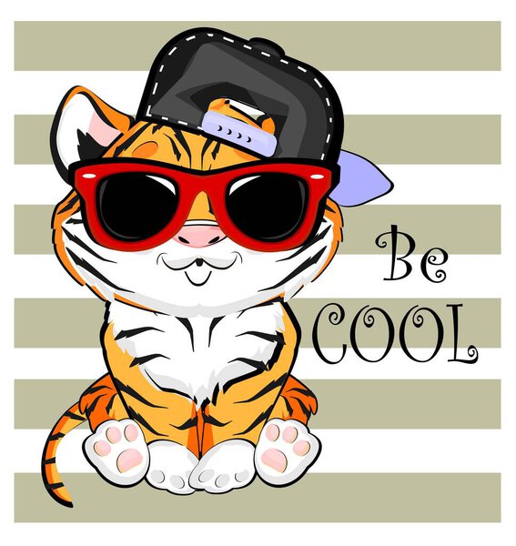 Тигр в солнцезащитных очках и кепке это круто