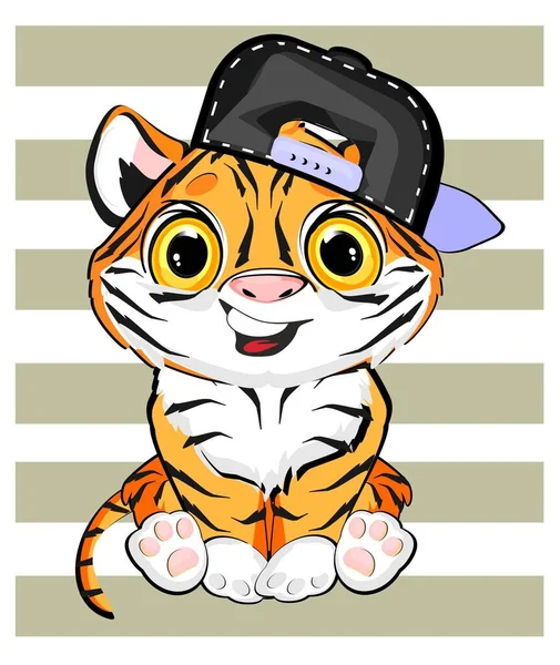 Mutlu küçük kaplan çocuk otur.