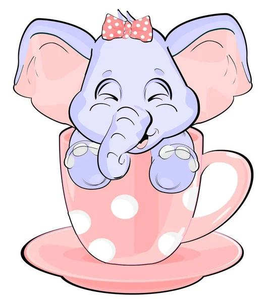 Elefante Bebê Xícara Rosa — Fotografia de Stock