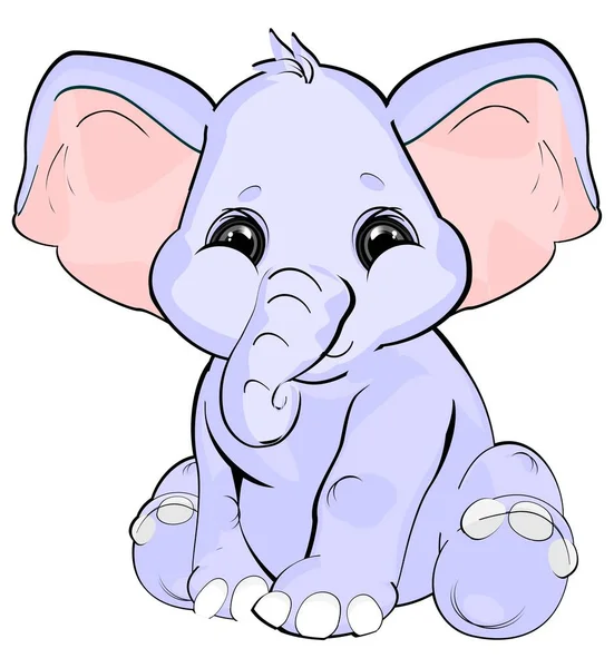 Забавный Слоненок Сидит Смотрит — стоковое фото