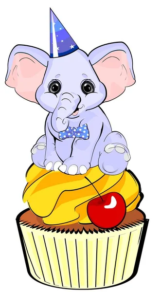 Elefante Bebé Pastel Cumpleaños — Foto de Stock