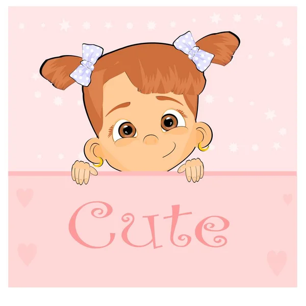Face Cute Girl Blue Bows — Stock Photo, Image