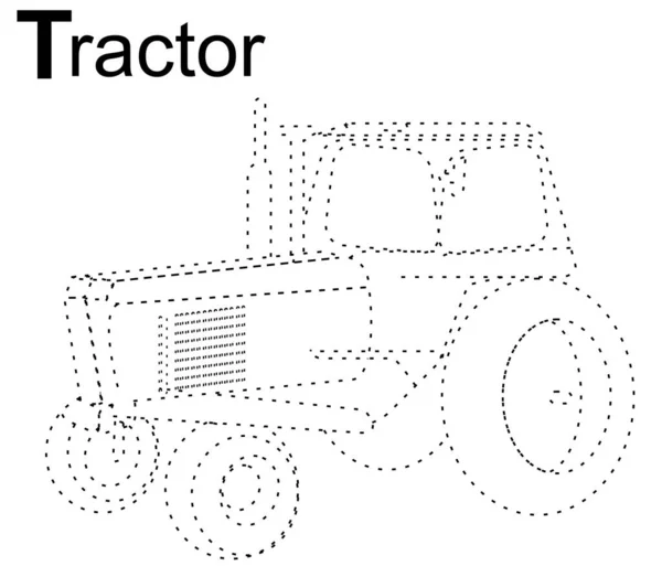 Línea Punteada Tractor Palabras — Foto de Stock