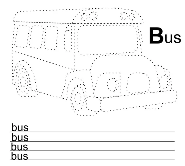 Пунктирная Линия Школьный Автобус Слова — стоковое фото