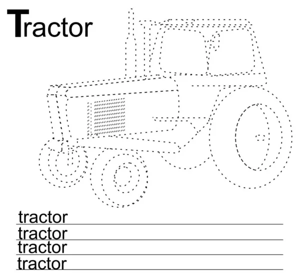 Gepunktete Linie Traktor Und Abc — Stockfoto