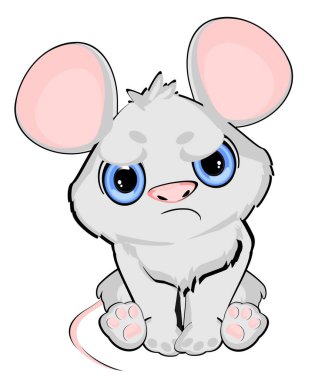 Küçük kötü gri fare otur