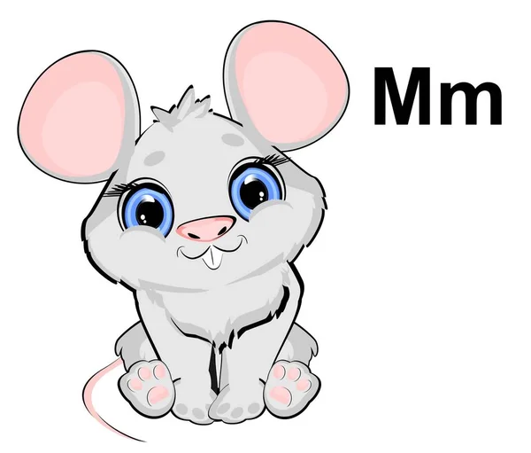 文字Mと灰色の小さなマウス — ストック写真