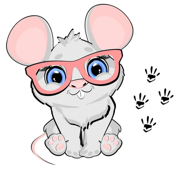 Cute Myszy Jej Ślad Stopy — Zdjęcie stockowe