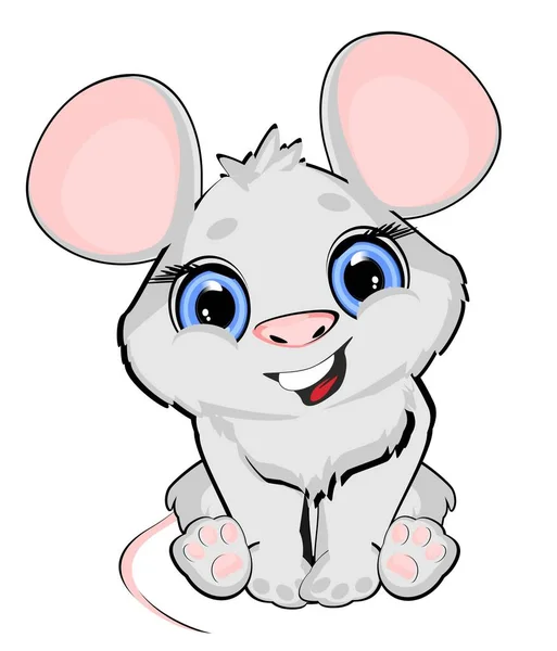 Mała Myszka Siedzieć Uśmiechać Się — Zdjęcie stockowe