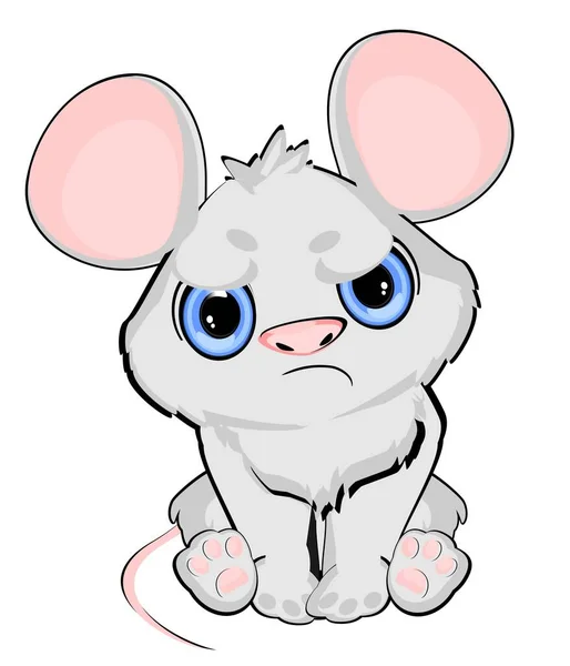 小さな邪悪な灰色のマウスが座っている — ストック写真