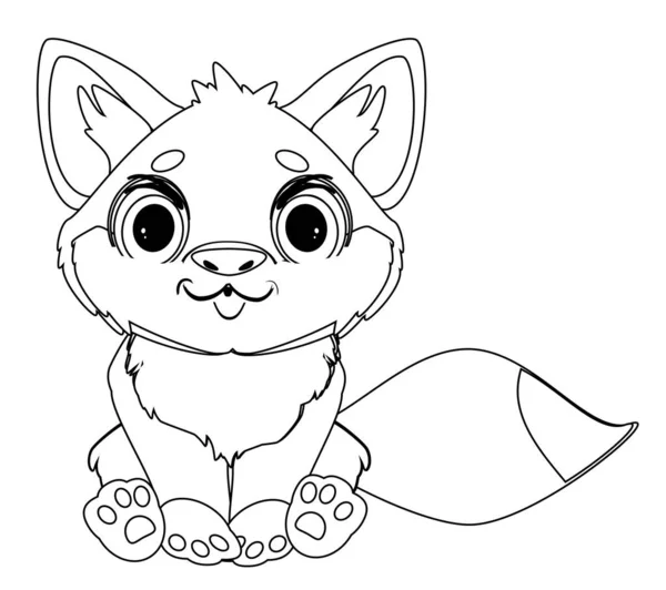 Coloring Book Little Cute Fox — Stock Photo, Image