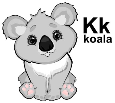 Gri koala ve siyah ABC