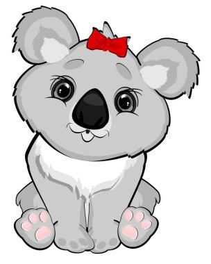 Kırmızı fiyonklu tatlı koala kız.