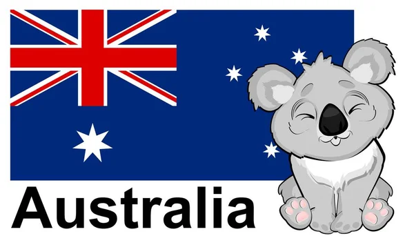 Ленивая Коала Флагом Буквами Австралии — стоковое фото
