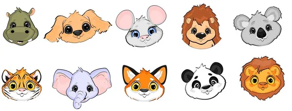 Ten Different Heads Animals — 图库照片