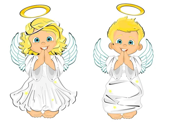 Smiling Girl Boy Angels — Stock Photo, Image