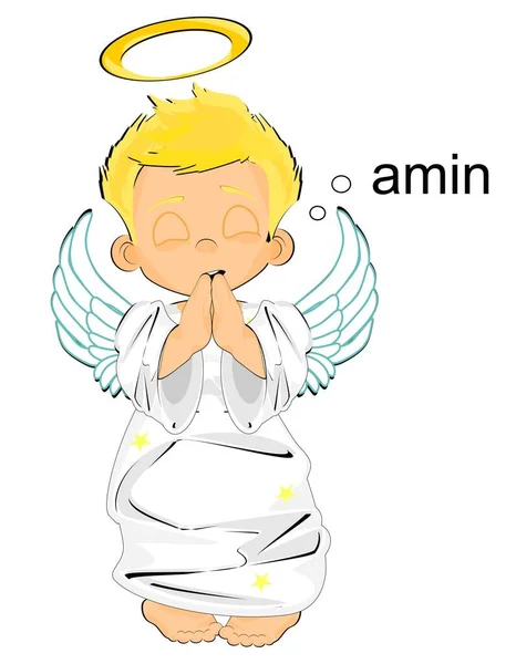 Boy Angel Pray Sad Amen — Stock Photo, Image