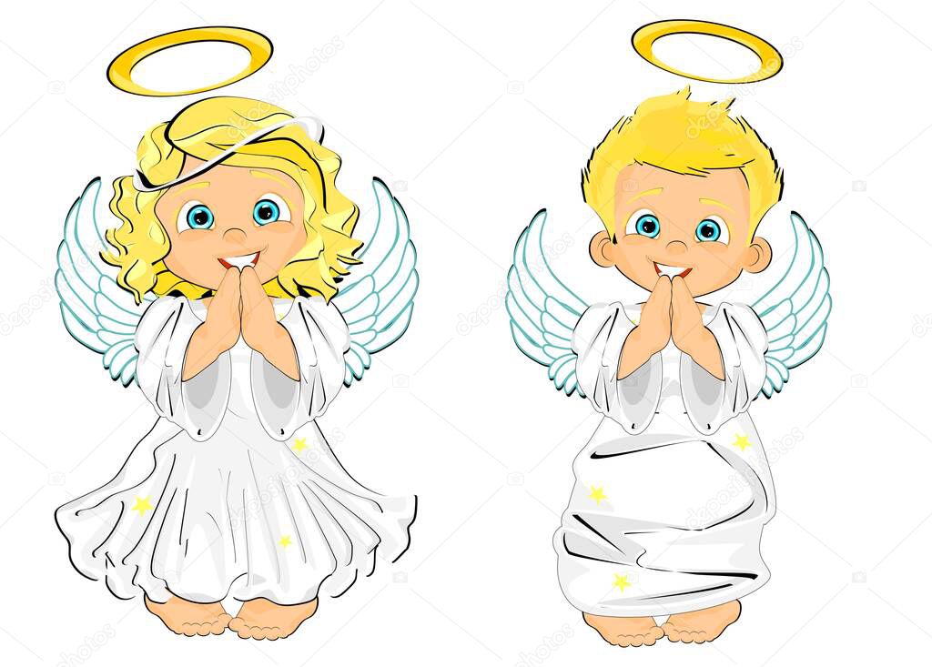 smiling girl and boy angels