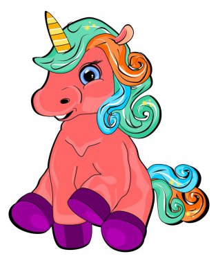 little cute pink unicorn sit