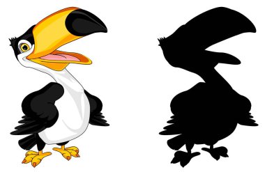 cute toucan cartoon and black shadow
