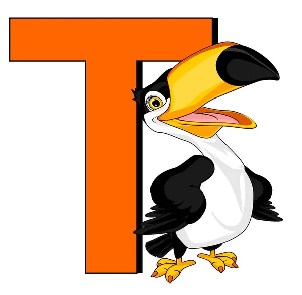 Cute Toucan Cartoon Alphabet — ストック写真
