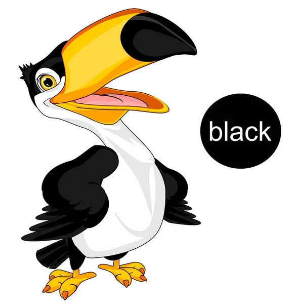Cute Toucan Cartoon Black Color — Fotografia de Stock
