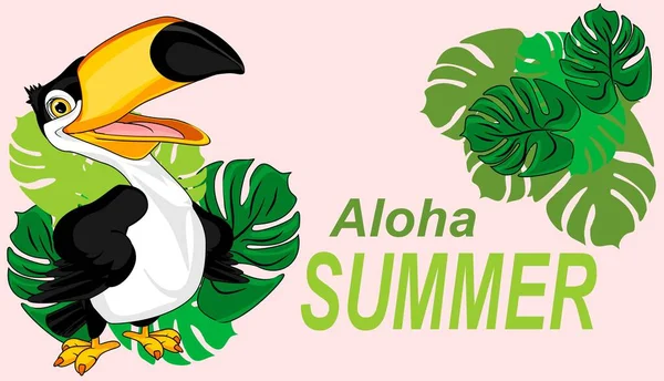 Cute Toucan Cartoon Aloha Summer — Stock Fotó