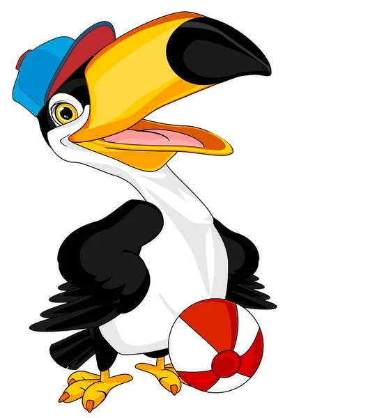 Cute Toucan Cartoon Cap Ball — Fotografia de Stock