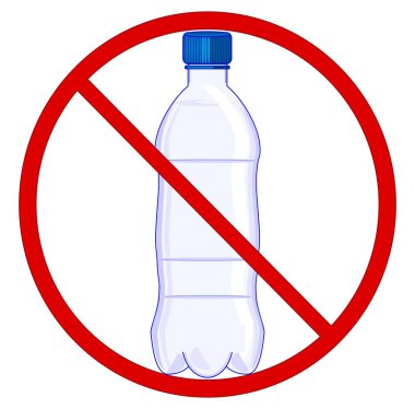 Kırmızı yasaklı bir şişe su.