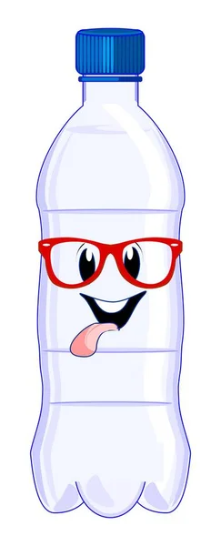 Щаслива Пляшка Води Червоними Окулярами — стокове фото