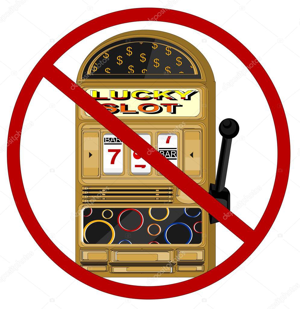 retro slot machine on red ban