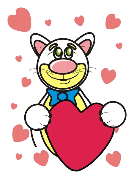 Amor, sentimientos, 14 de febrero, Corazón, San Valentín, animal, juguete, mascota, granja, infancia, niño, aislado, caricatura, gato, gatito — Foto de Stock