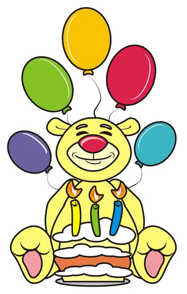 animal, cartoon, isolated, toy, teddy bear, teddy, teddy bear,  holiday, background, cake, dessert, baking, sladnok, cream, candles, gift, birthday, congratulations, balloons