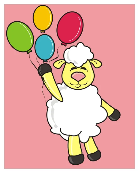 Animal, cartoon, isolated, toy, sheep, lamb, holiday, background, balls, air, helium, gift, birthday, congratulations — ストック写真