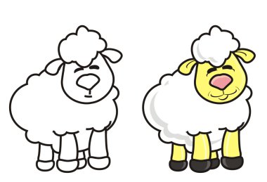 animal, cartoon, isolated, toy, sheep, lamb, farm, hoof, example, coloring, crayons, paint, draw,
