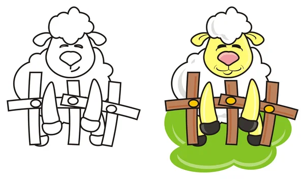 Animal, cartoon, isolated, toy, sheep, lamb, farm, hoof, example, coloring, crayons, paint, draw, — Stock fotografie