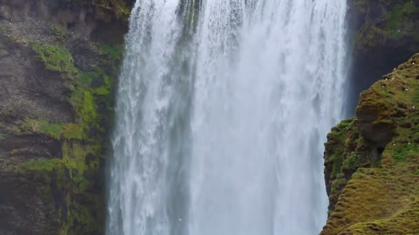 Gros plan sur une cascade blanche puissante — Video