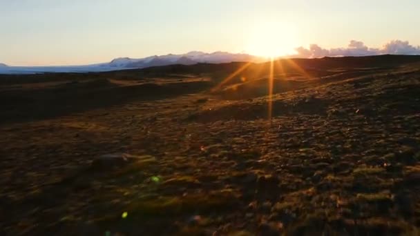 Toma aérea del amanecer de oro campo — Vídeo de stock