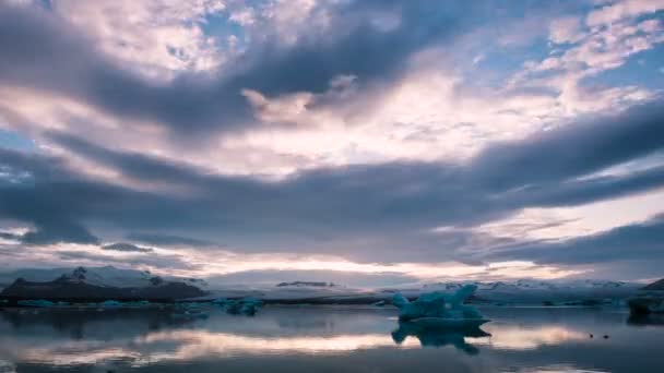 Sunset Timelapse över glaciären lagun — Stockvideo