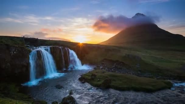 HD Sunset vattenfall tidsinställd — Stockvideo